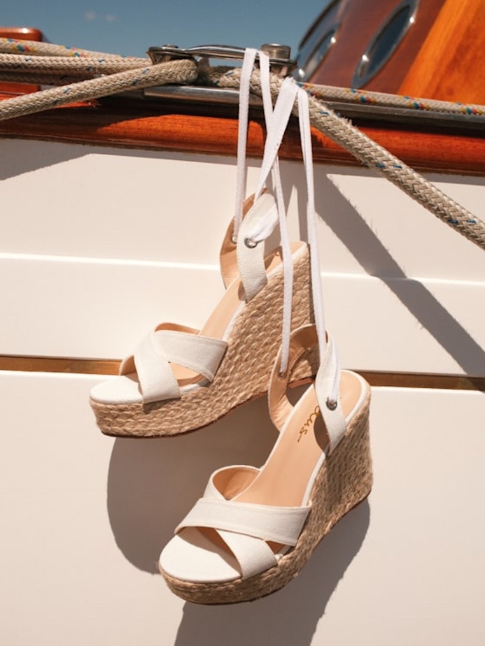 Lulus Esme White Lace-up Espadrille Wedges - Size 10